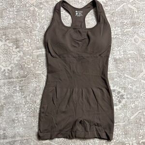 OQQ Brown Racerback Athletic Romper Women’s Size M